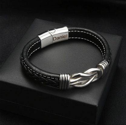 Son's Infinity Knot Bracelet Gift Set with Engraved Name